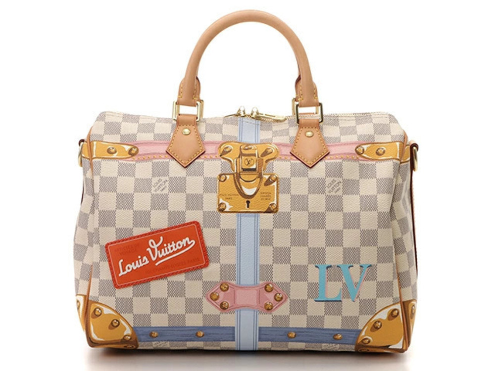 LOUIS VUITTON Handbag Speedy Bandouliere Damier Azur White Summer Trunk SJ